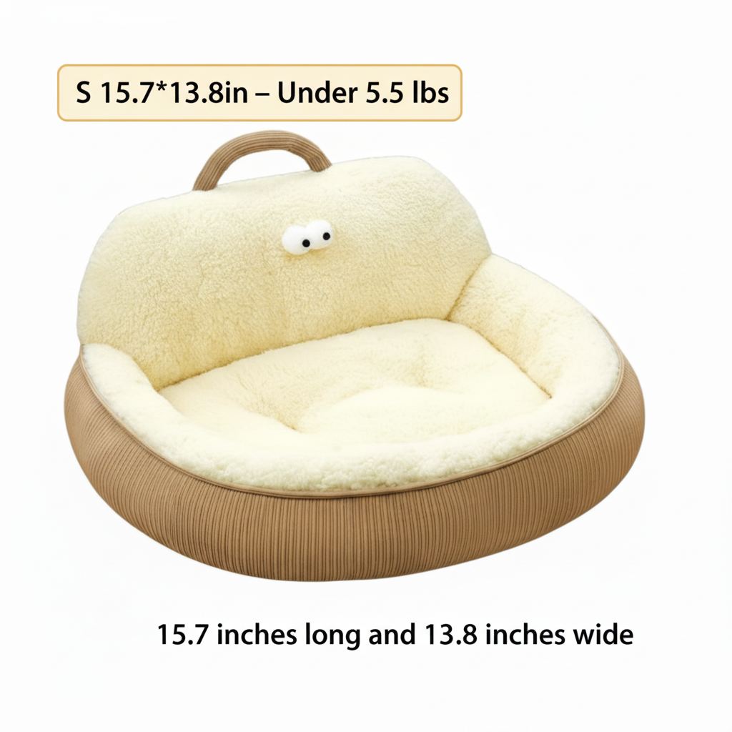 Enclosed Warm Cloud Cotton Pet Bed – Multiple Sizes for Small/Medium/Large Dogs & Cats (Up to 55.1 lbs)