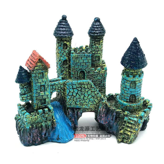 Aquarium Castle Ornament Fish Tank Decor - Assorted Styles Hideout for Freshwater Fish (Size 16×4.5×12.5cm)