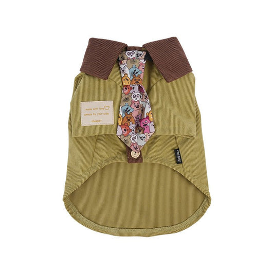 Retro Corduroy Lapel Puppy Clothes