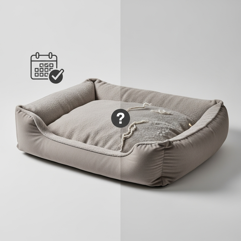 Pet bed worn (like this)? Learn when to replace + PawsClaws’ durable picks for comfort & savings.