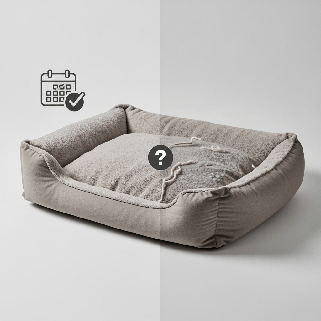 Pet bed worn (like this)? Learn when to replace + PawsClaws’ durable picks for comfort & savings.