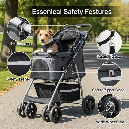 What Features Ensure Pet Stroller Safety?