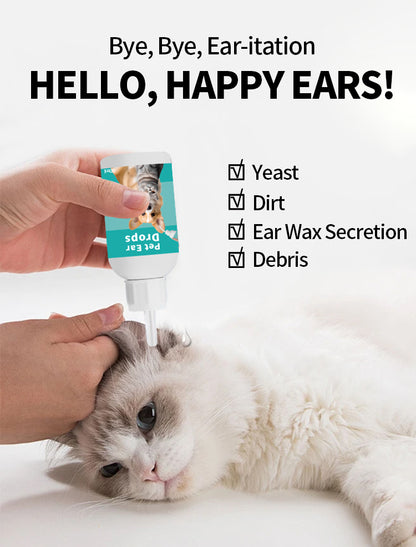 Oticbliss Pet Ear Drops for Dogs & Cats – Gentle Ear Cleaner to Remove Wax, Dirt & Debris with Silicone Bend Tip