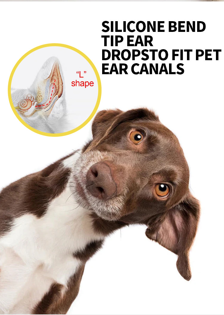 Oticbliss Pet Ear Drops for Dogs & Cats – Gentle Ear Cleaner to Remove Wax, Dirt & Debris with Silicone Bend Tip