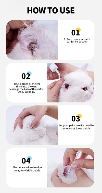Oticbliss Pet Ear Drops for Dogs & Cats – Gentle Ear Cleaner to Remove Wax, Dirt & Debris with Silicone Bend Tip