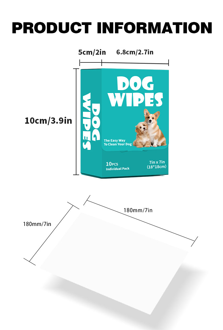 Multi-Purpose Pet Wipes for Dogs & Cats – 10 Individually Packed 7x7in Wipes, Deep Cleansing & Nourishing for Anytime, Anywhere Use