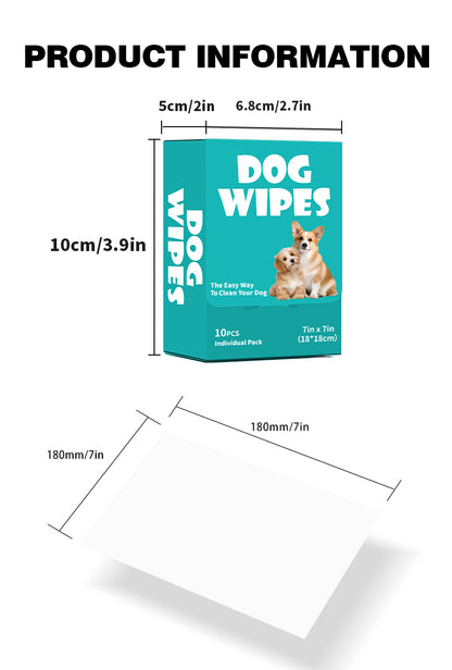 Multi-Purpose Pet Wipes for Dogs & Cats – 10 Individually Packed 7x7in Wipes, Deep Cleansing & Nourishing for Anytime, Anywhere Use