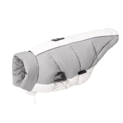 Puffy Dog Winter Jacket Warm Thick Padding Pet Coat with Leash Hole Reflective Strip S-3XL