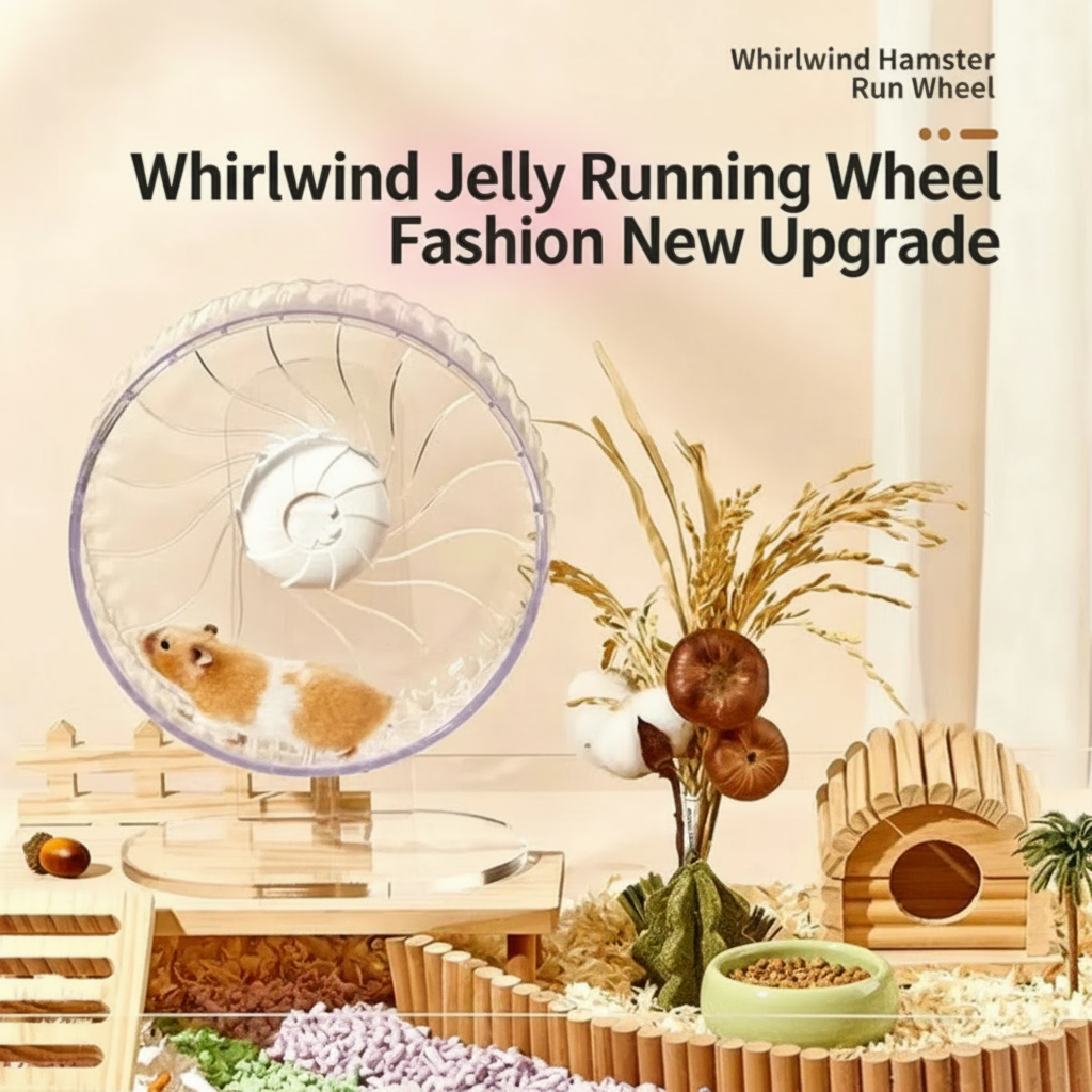 PawsCyclone Small Transparent Cat Exercise Wheel - Silent Dual-Axis with Adjustable Stand