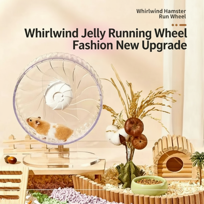 PawsCyclone Small Transparent Cat Exercise Wheel - Silent Dual-Axis with Adjustable Stand