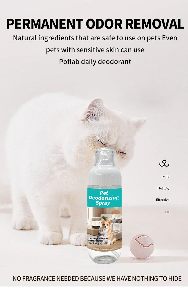 Poflab Pet Deodorizing Spray – Natural Odor Remover Safe for Pets & Home, Fragrance-Free