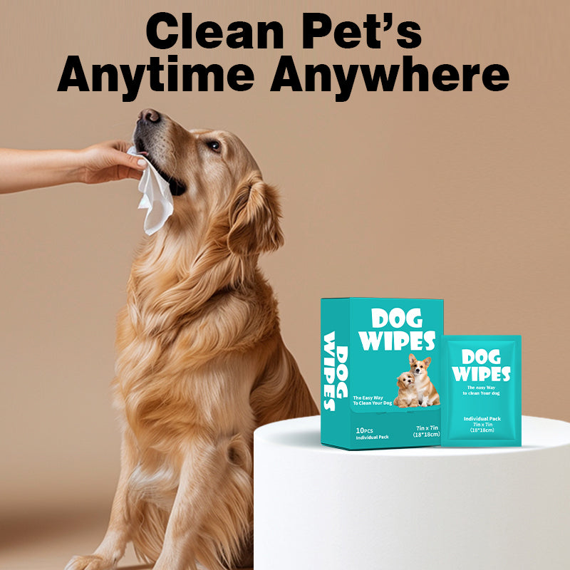 Multi-Purpose Pet Wipes for Dogs & Cats – 10 Individually Packed 7x7in Wipes, Deep Cleansing & Nourishing for Anytime, Anywhere Use