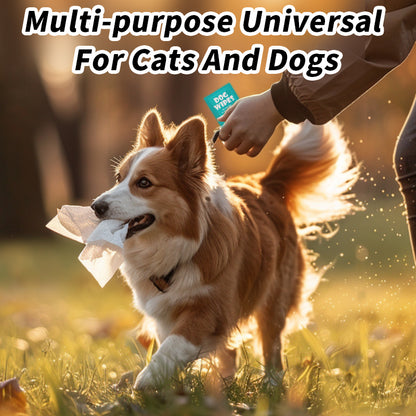 Multi-Purpose Pet Wipes for Dogs & Cats – 10 Individually Packed 7x7in Wipes, Deep Cleansing & Nourishing for Anytime, Anywhere Use