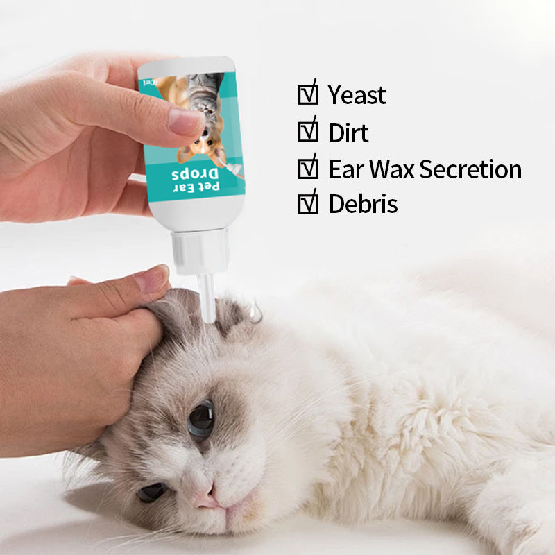 Oticbliss Pet Ear Drops for Dogs & Cats – Gentle Ear Cleaner to Remove Wax, Dirt & Debris with Silicone Bend Tip