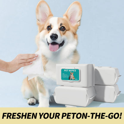 Ultra Thick Pet Wipes for Dogs & Cats – Hypoallergenic, Grape Seed Oil Infused, Alcohol-Free & Fragrance-Free
