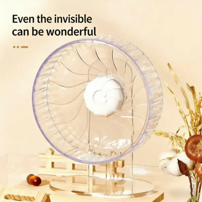 PawsCyclone Small Transparent Cat Exercise Wheel - Silent Dual-Axis with Adjustable Stand