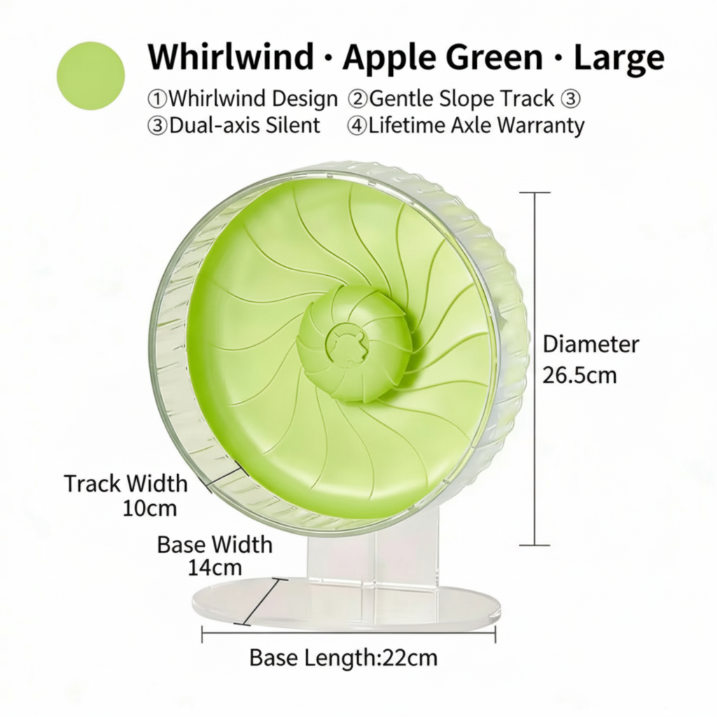 PawsCyclone Small Transparent Cat Exercise Wheel - Silent Dual-Axis with Adjustable Stand