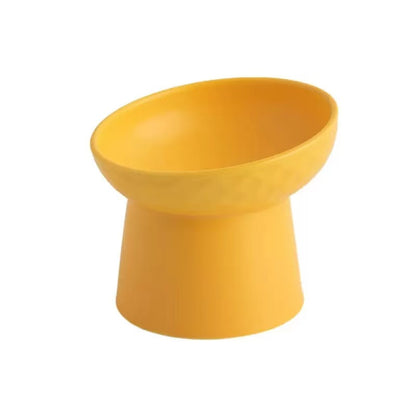 Matte Ceramic Elevated Pet Bowl for Cats & Dogs | Neck Protection Anti-Spill Pet Food Bowl