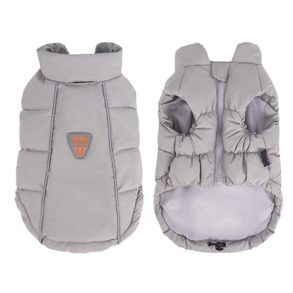 Puffy Dog Winter Jacket Warm Thick Padding Pet Coat with Leash Hole Reflective Strip S-3XL