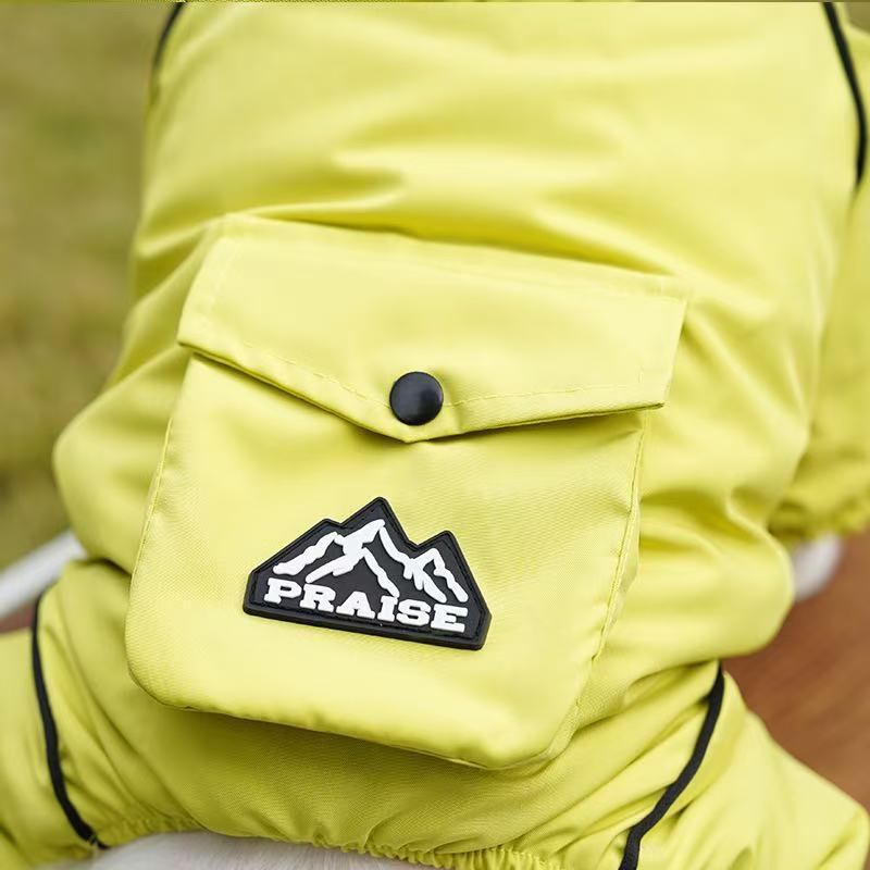 Small Dog Winter Four-Legged Coat - Waterproof Windproof Cold-Resistant Wear-Resistant Pet Warm Jacket (Yellow/Green)