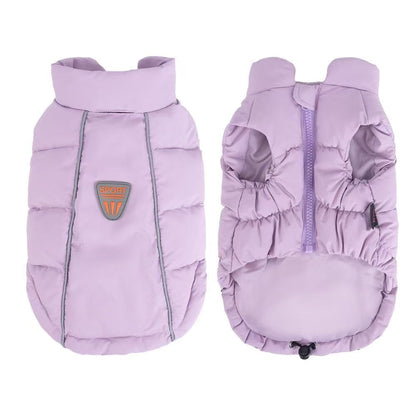 Puffy Dog Winter Jacket Warm Thick Padding Pet Coat with Leash Hole Reflective Strip S-3XL