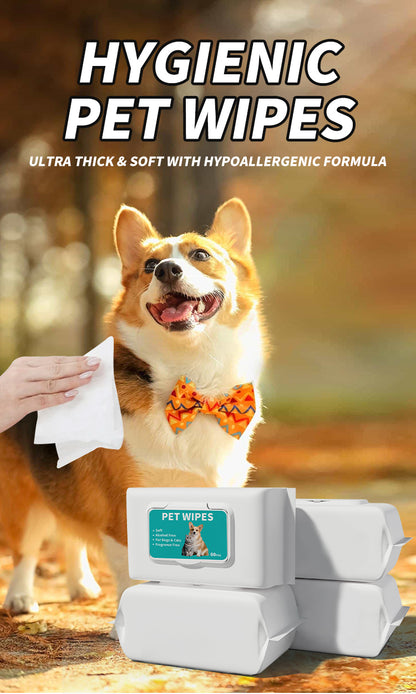 Ultra Thick Pet Wipes for Dogs & Cats – Hypoallergenic, Grape Seed Oil Infused, Alcohol-Free & Fragrance-Free