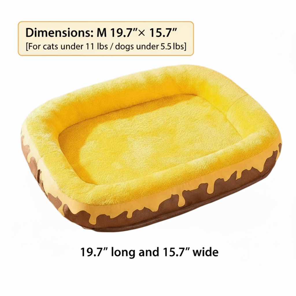 Cheese Melt Cloud-Touch Pet Bed: Soft & Warm Nest for Small to Medium Dogs & Cats