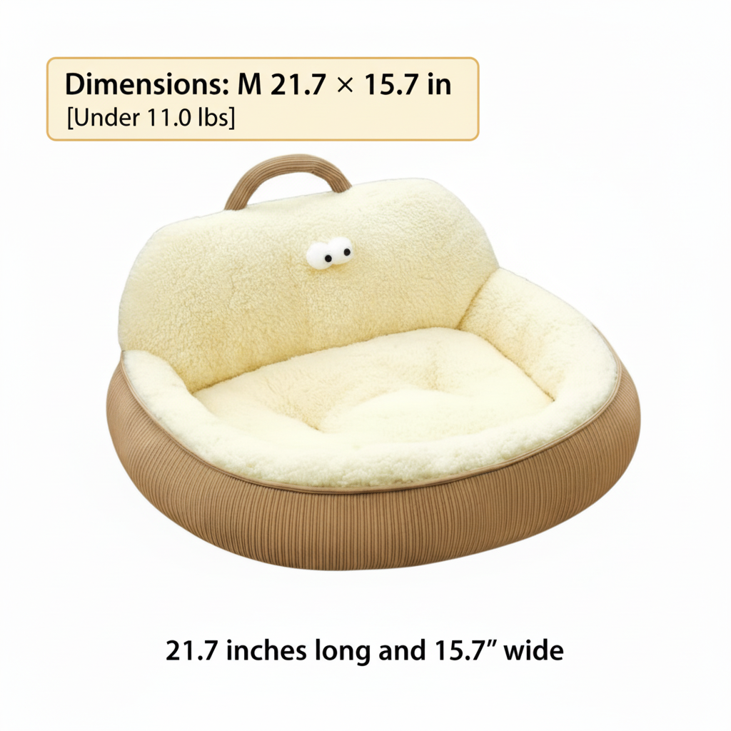 Enclosed Warm Cloud Cotton Pet Bed – Multiple Sizes for Small/Medium/Large Dogs & Cats (Up to 55.1 lbs)