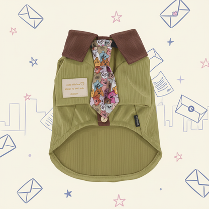 Retro Corduroy Lapel Puppy Clothes