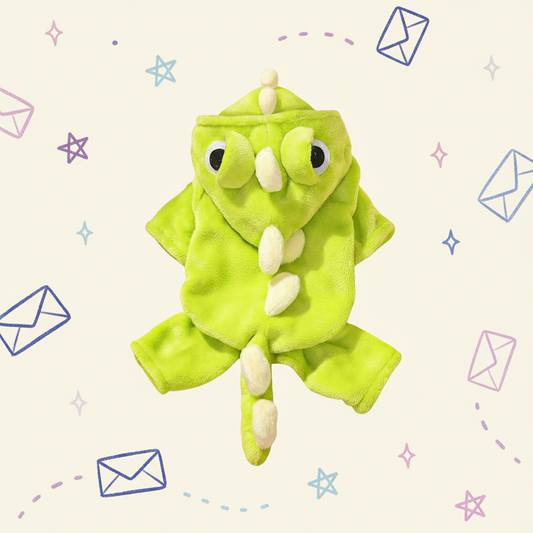 Cute Dinosaur Pet Onesie - Plush Dog/Cat Costume with Leash Buckle, Warm Hood & Multi-Size Options (XS-2XL)