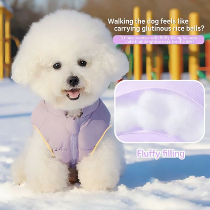 Puffy Dog Winter Jacket Warm Thick Padding Pet Coat with Leash Hole Reflective Strip S-3XL