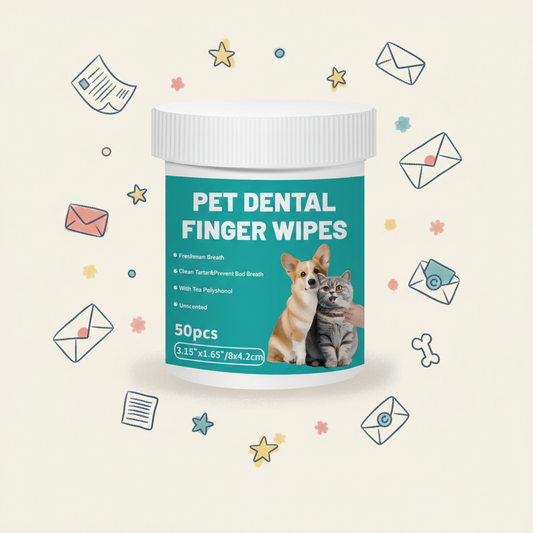 Pet Dental Finger Wipes for Dogs & Cats – 50 Pcs Teeth Cleaning Wipes with Tea Polyphenol, Unscented Tartar & Plaque Remover