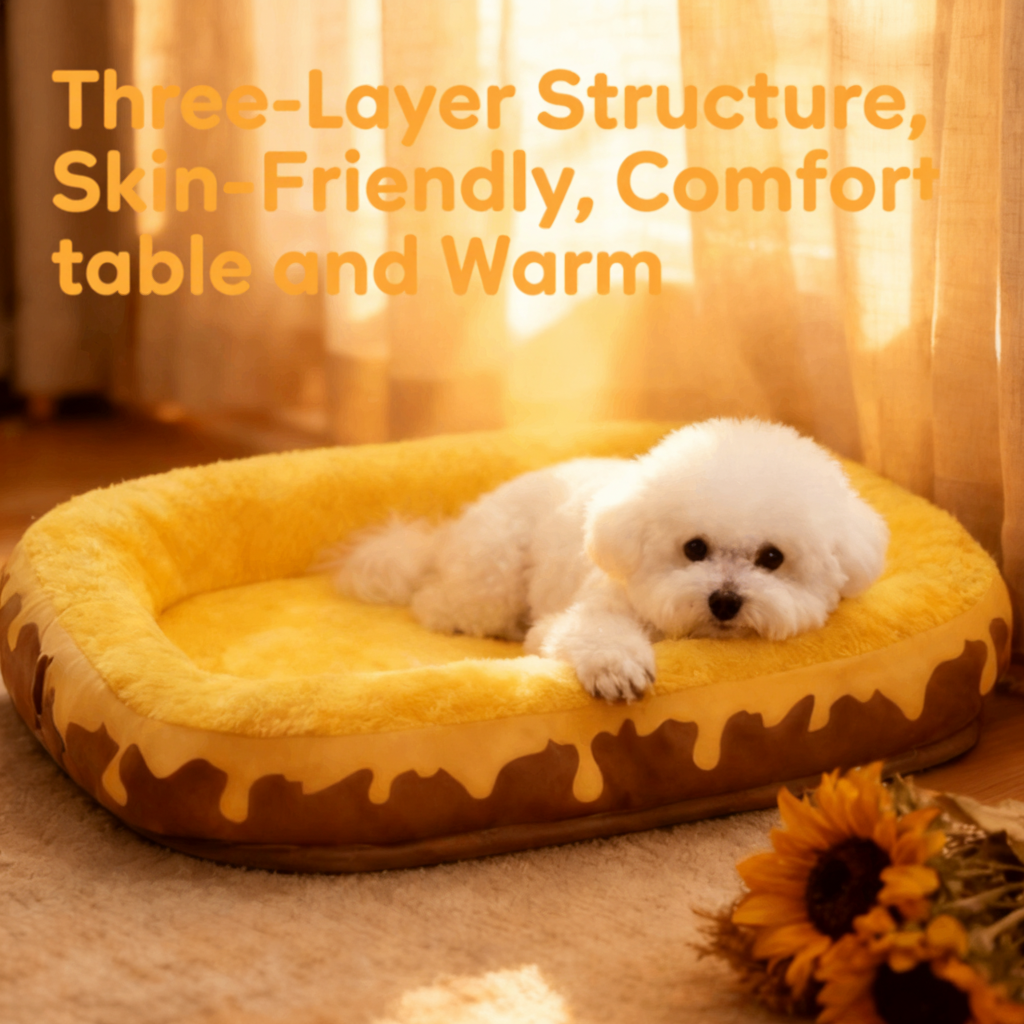 Cheese Melt Cloud-Touch Pet Bed: Soft & Warm Nest for Small to Medium Dogs & Cats