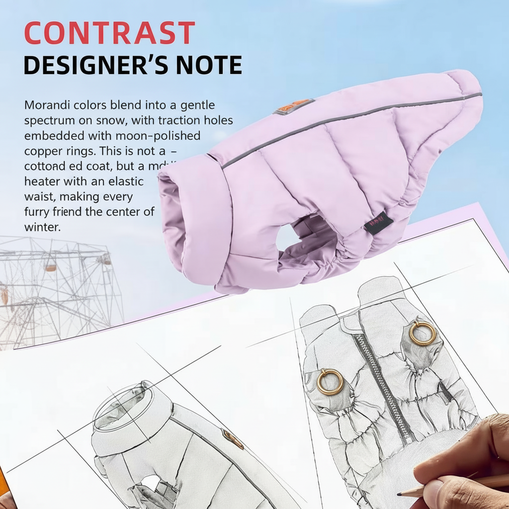 Puffy Dog Winter Jacket Warm Thick Padding Pet Coat with Leash Hole Reflective Strip S-3XL