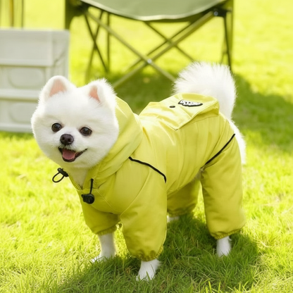 Small Dog Winter Four-Legged Coat - Waterproof Windproof Cold-Resistant Wear-Resistant Pet Warm Jacket (Yellow/Green)