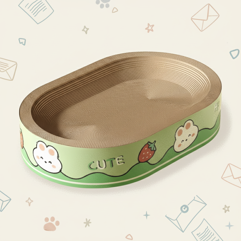 65cm Extra-Large Cardboard Cat Bed & Scratcher - Play & Sleep 2-in-1 for Fat Cats