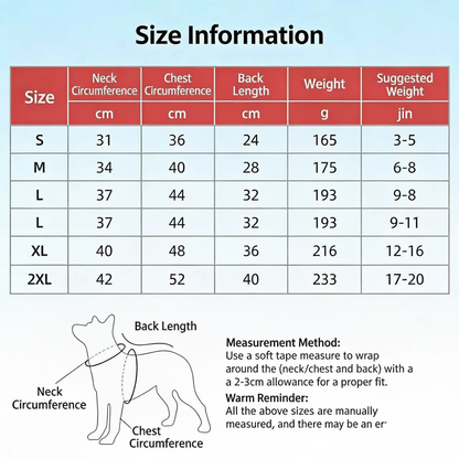 Quilted Dog Winter Coat Padded PP Cotton Windproof Pet Jacket Leash-Ready S-2XL