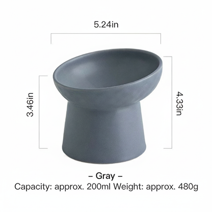 Matte Ceramic Elevated Pet Bowl for Cats & Dogs | Neck Protection Anti-Spill Pet Food Bowl