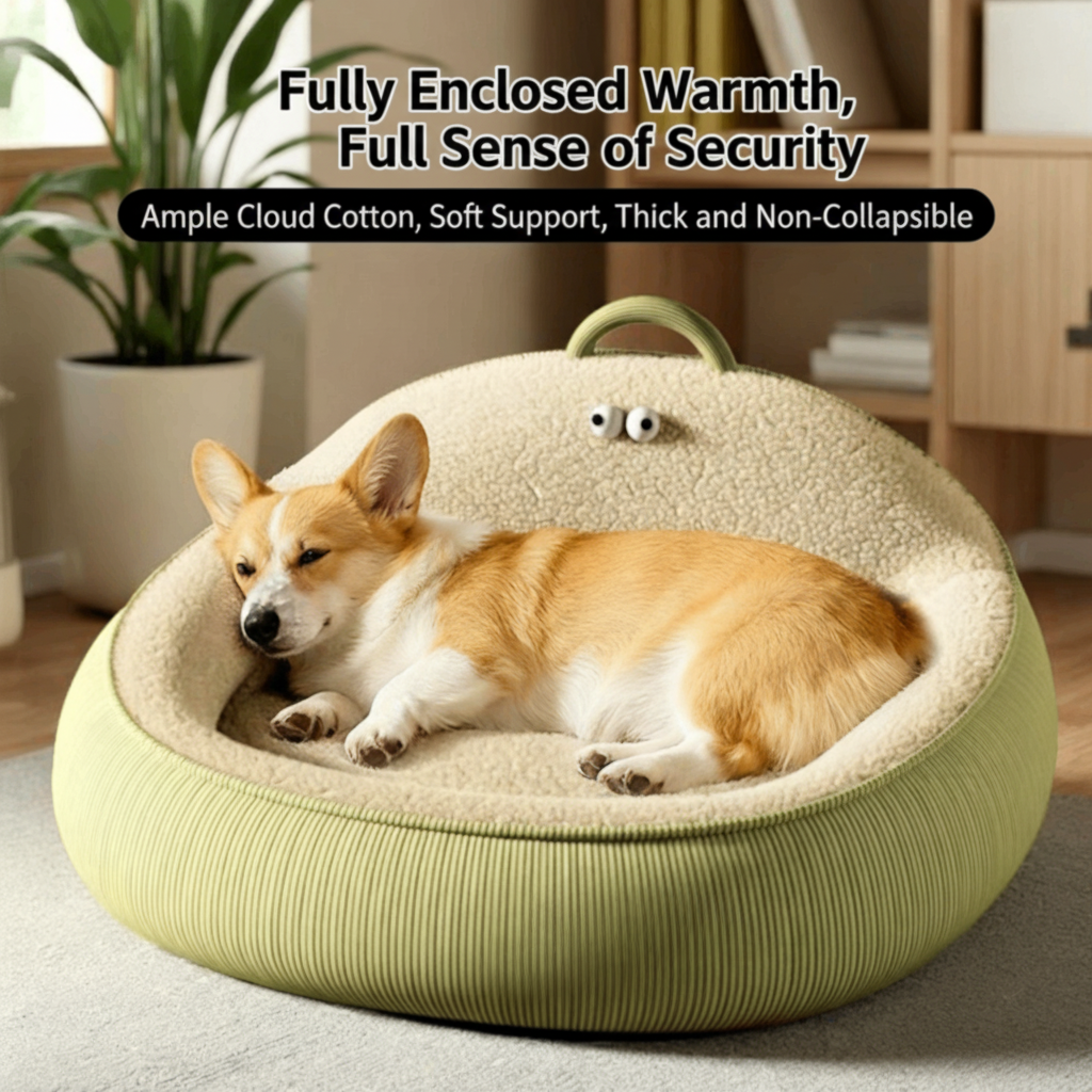 Enclosed Warm Cloud Cotton Pet Bed – Multiple Sizes for Small/Medium/Large Dogs & Cats (Up to 55.1 lbs)