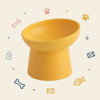 Matte Ceramic Elevated Pet Bowl for Cats & Dogs | Neck Protection Anti-Spill Pet Food Bowl