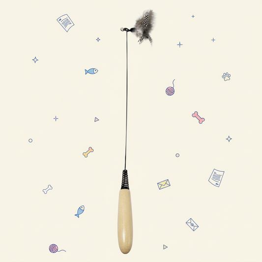 Bell-shaped feather wooden handle cat teaser