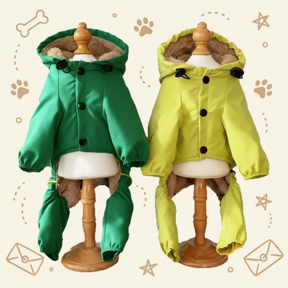 Small Dog Winter Four-Legged Coat - Waterproof Windproof Cold-Resistant Wear-Resistant Pet Warm Jacket (Yellow/Green)