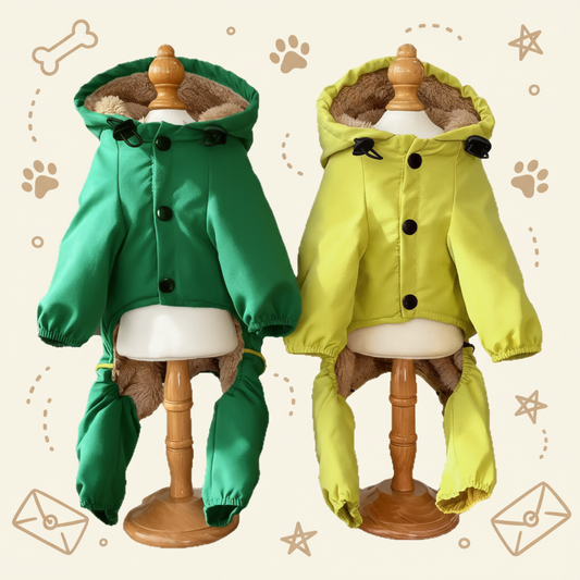 Small Dog Winter Four-Legged Coat - Waterproof Windproof Cold-Resistant Wear-Resistant Pet Warm Jacket (Yellow/Green)