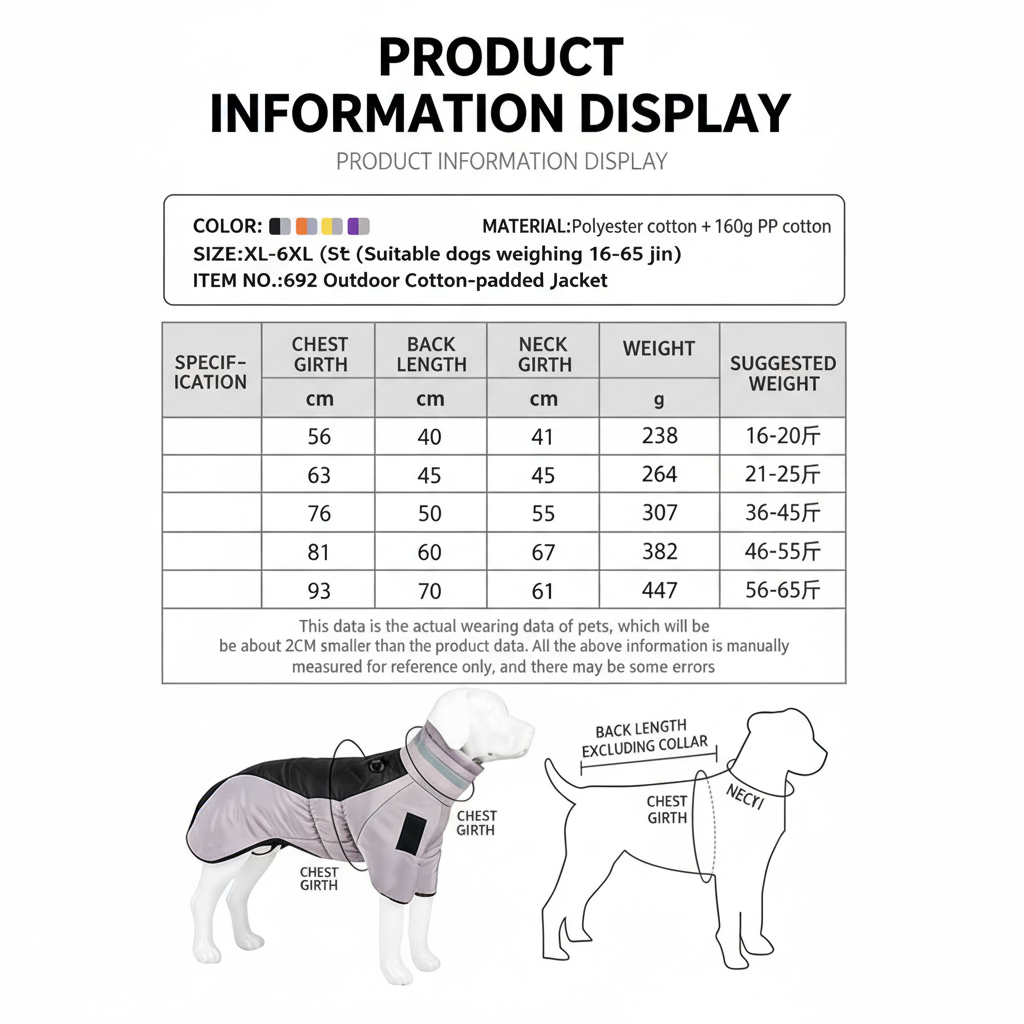 Large Dog Winter Waterproof Jacket Windproof Warm Pet Coat for Big Breeds (XL-6XL)