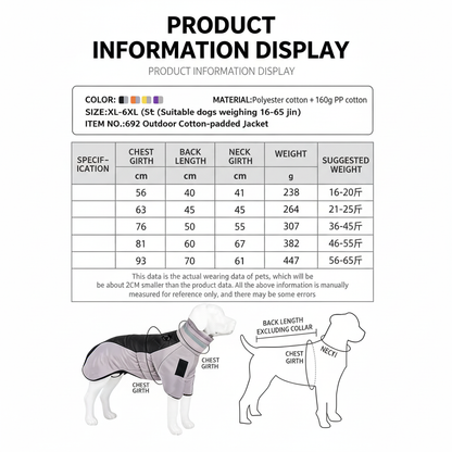 Large Dog Winter Waterproof Jacket Windproof Warm Pet Coat for Big Breeds (XL-6XL)