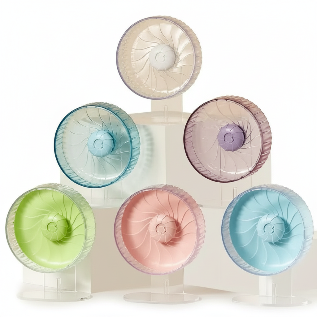 PawsCyclone Small Transparent Cat Exercise Wheel - Silent Dual-Axis with Adjustable Stand