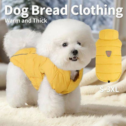 Puffy Dog Winter Jacket Warm Thick Padding Pet Coat with Leash Hole Reflective Strip S-3XL