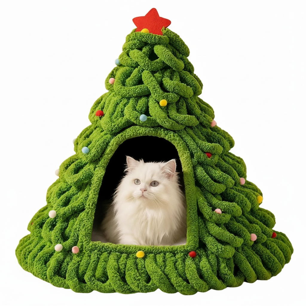 Christmas Tree Cat Bed