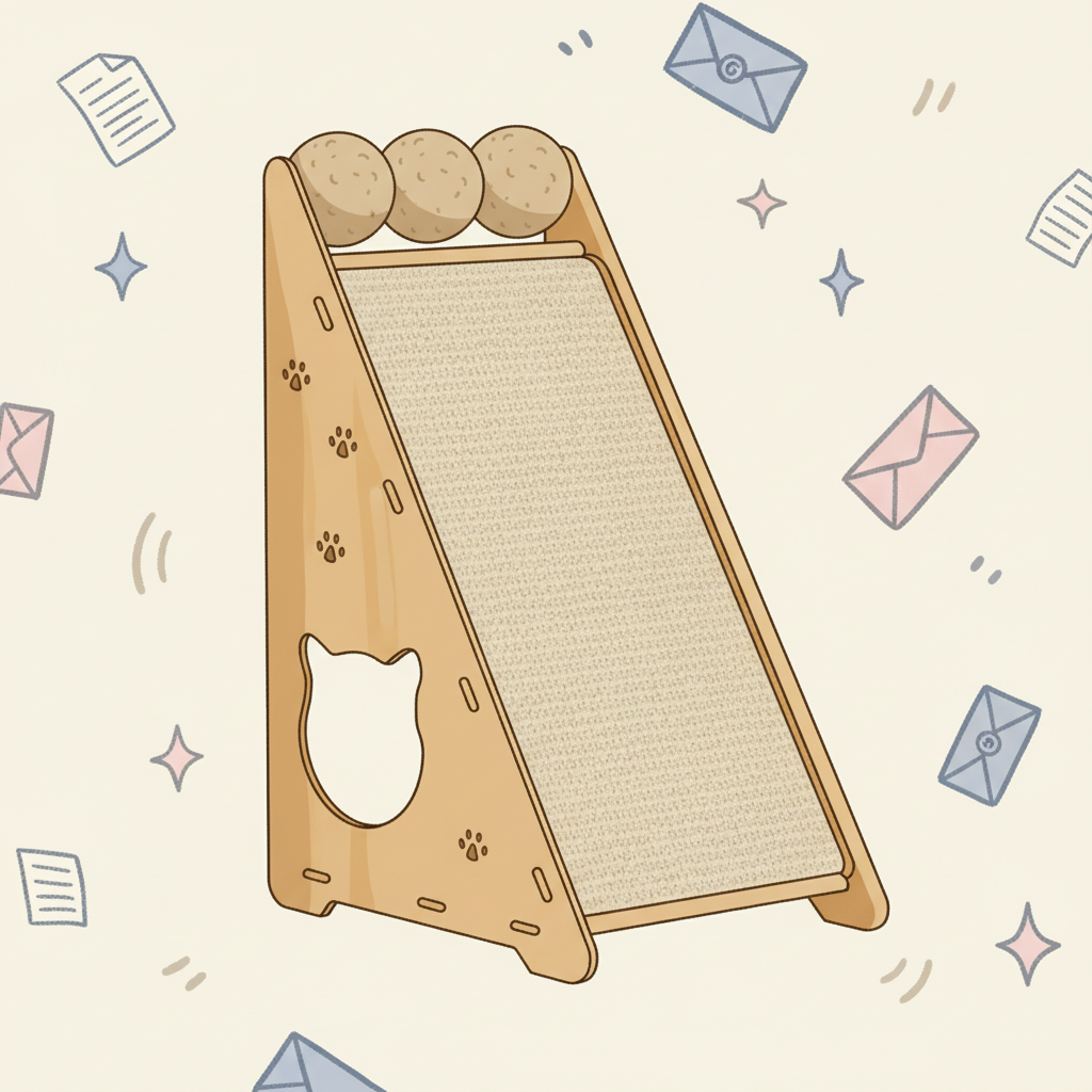 Triangle Sisal Cat Scratcher with Interactive Sisal Balls – Lint-Free Claw Sharpener for Cats