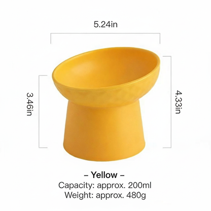 Matte Ceramic Elevated Pet Bowl for Cats & Dogs | Neck Protection Anti-Spill Pet Food Bowl